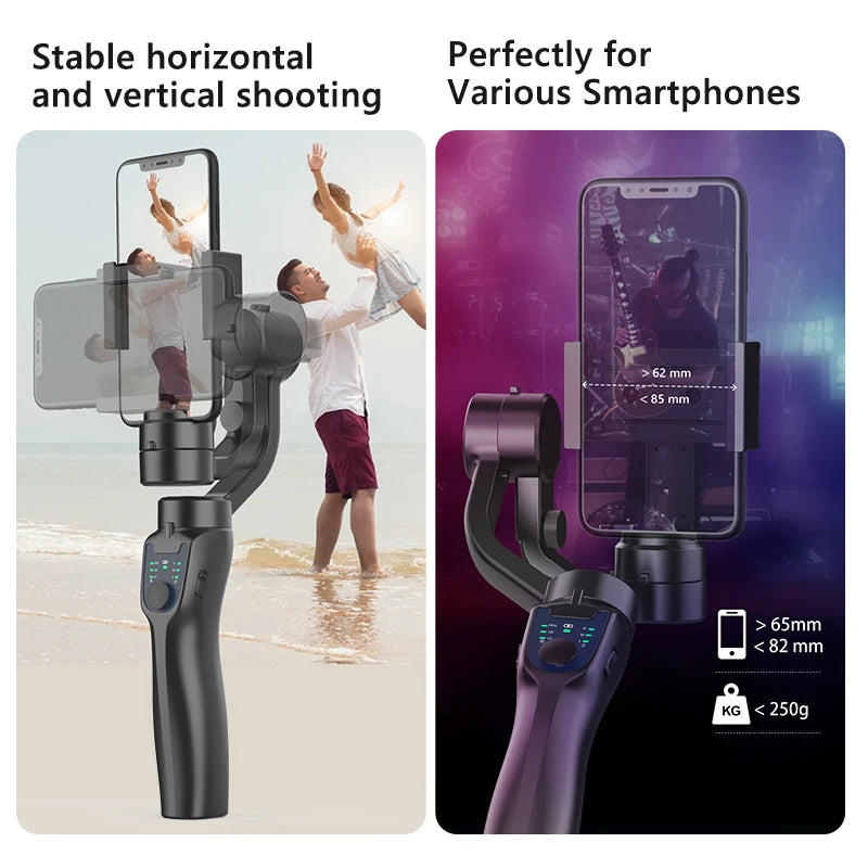 Support de téléphone à cardan 3 axes portatif F8 Stabilisateur d'enregistrement vidéo anti-secousse pour téléphone portable Xiaomi iPhone Smartphone