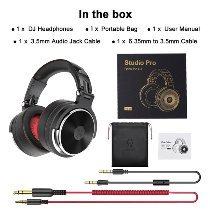 Casque DJ professionnel filaire Oneodio avec microphone supra-auriculaire HiFi pour téléphone et PC