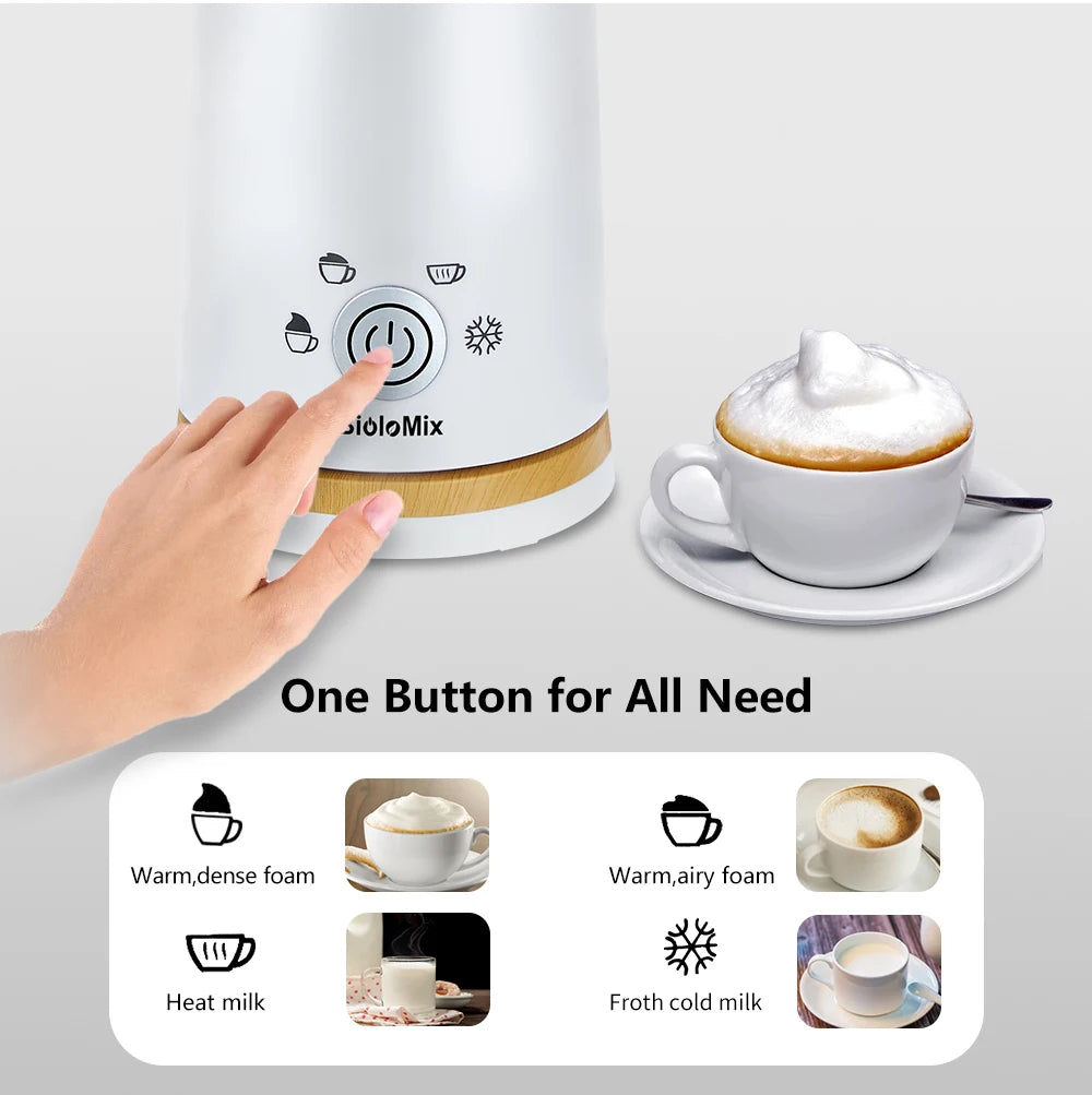 BioloMix NEW Automatic Hot and Cold Milk Frother Warmer for Latte, Foam Maker for Coffee, Hot Chocolates, Cappuccino