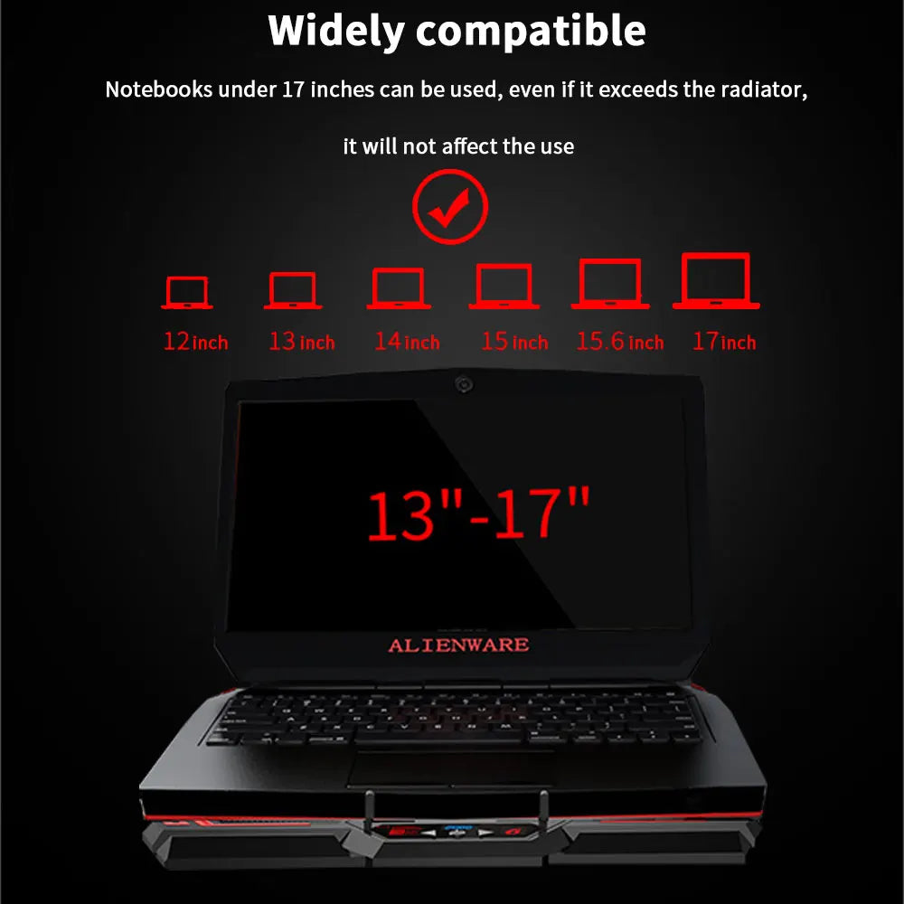 Gaming Laptop Cooler Base Notebook Fan Stand Cooling Radiator Silent Cooling 6 Fan 2 USB Port Laptop Accessories