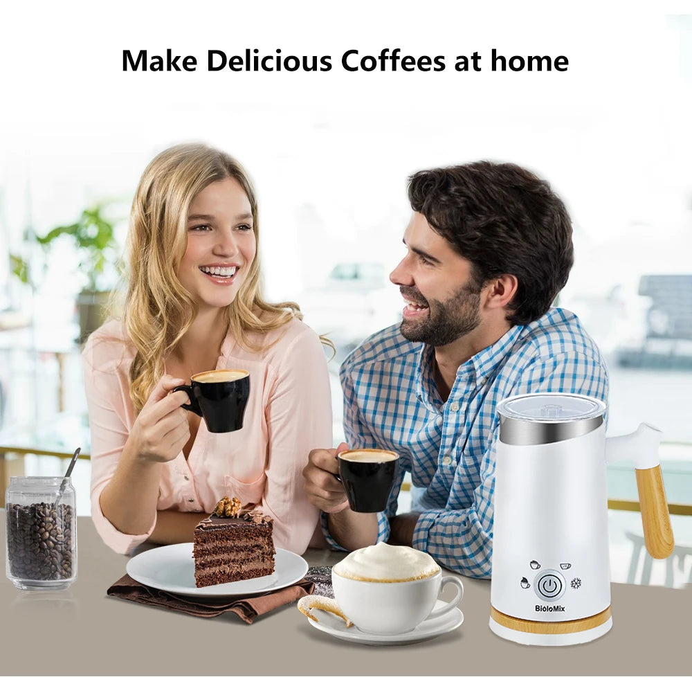 BioloMix NEW Automatic Hot and Cold Milk Frother Warmer for Latte, Foam Maker for Coffee, Hot Chocolates, Cappuccino