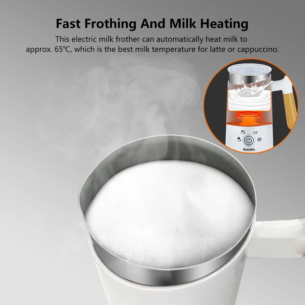 BioloMix NEW Automatic Hot and Cold Milk Frother Warmer for Latte, Foam Maker for Coffee, Hot Chocolates, Cappuccino