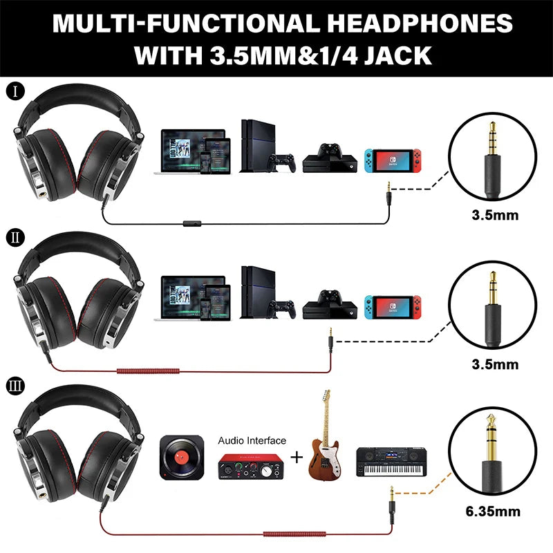 Oneodio Wired Professional Studio Pro 50 DJ Headphones With Microphone Over Ear HiFi Monitor Music Headset Earphone For Phone PC