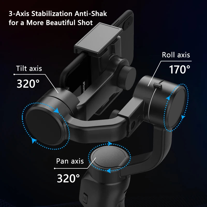 Support de téléphone à cardan 3 axes portatif F8 Stabilisateur d'enregistrement vidéo anti-secousse pour téléphone portable Xiaomi iPhone Smartphone