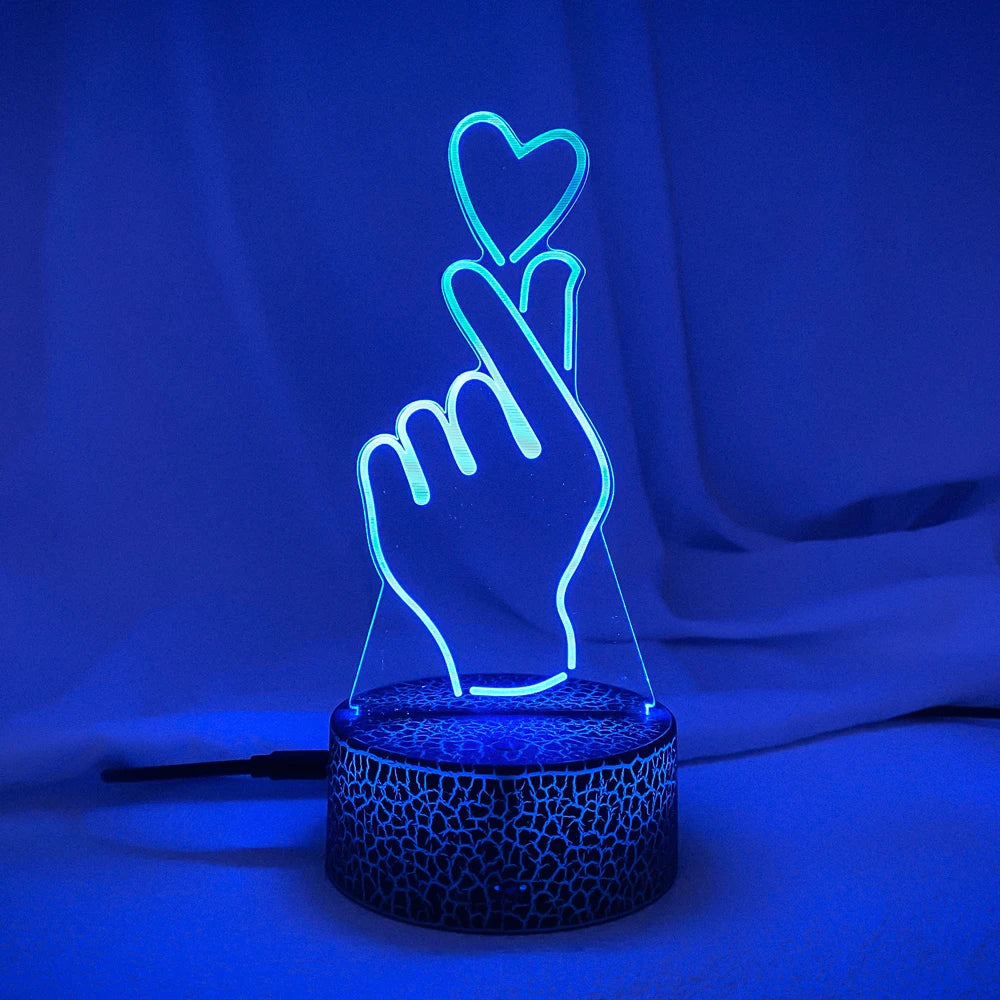 Night 3D LED Night Light Creative Table Bedside Lamp Romantic than heart light Kids  Home Decoration Gift