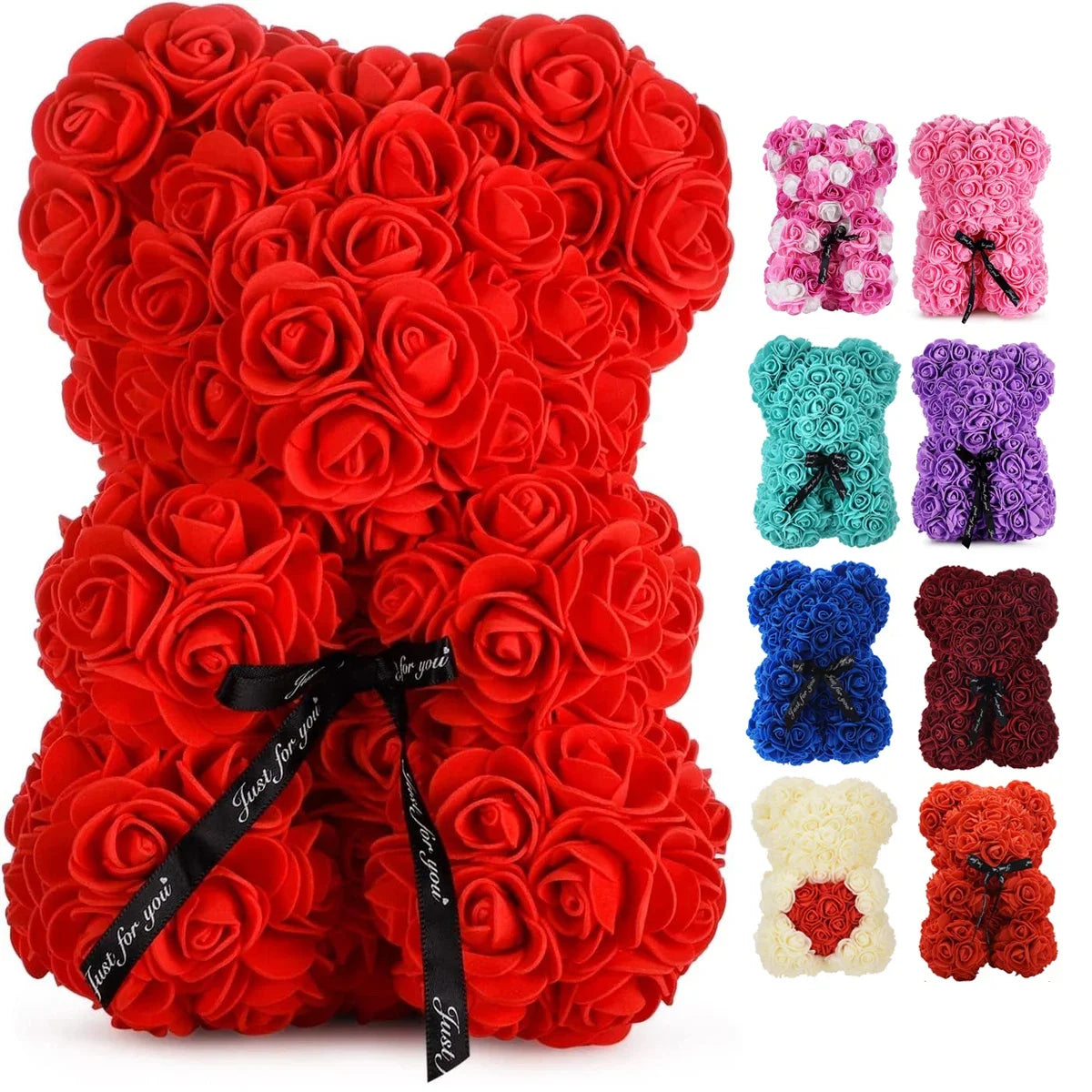 1pc Fleur Artificielle Rose Éternelle Ours en Peluche pour Maman Fête des Mères Anniversaire Saint Valentin Anniversaire Cadeaux et Décorations