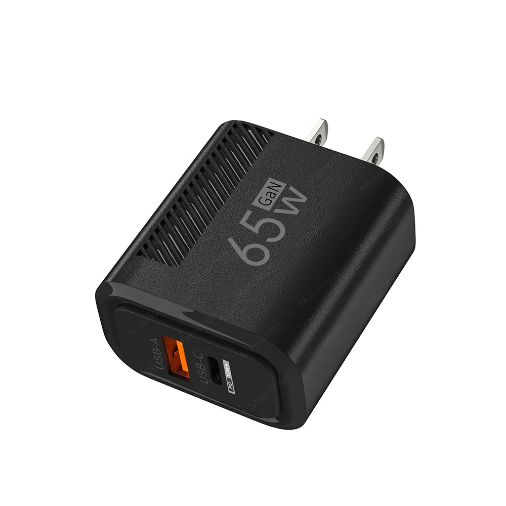 Chargeur USB C total 65 W GaN Chargeur mural à charge rapide pour iPhone Samsung Xiaomi Adaptateur de chargeur de téléphone à charge rapide UE/US