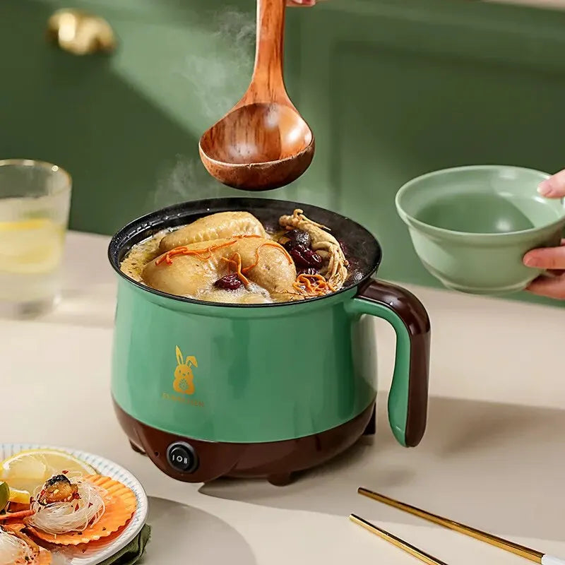 Mini cuisinière électrique pour la cuisine à domicile 2 personnes nourriture nouilles simple/double couche multifonction poêle antiadhésive machine de cuisson à la vapeur