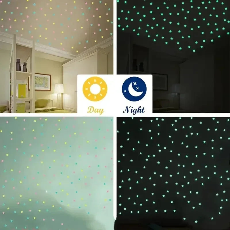 Luminous Star Stickers Background Bedroom Glow Stickers Fluorescent Stereo Wall Stickers Wall Decoration