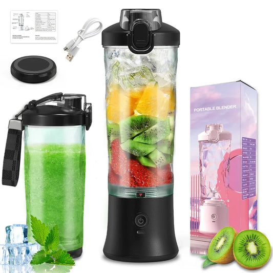 Mixeur électrique portable 600 ml, mixeur de fruits, 4000 mAh, rechargeable par USB, mini mixeur multifonction pour smoothies