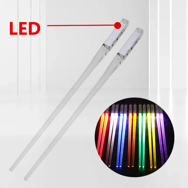 1 paire de baguettes lumineuses à LED pour dîner, fête, vaisselle multicolore, accessoires de cuisine, bâton à LED, ustensiles de cuisine, idée produit