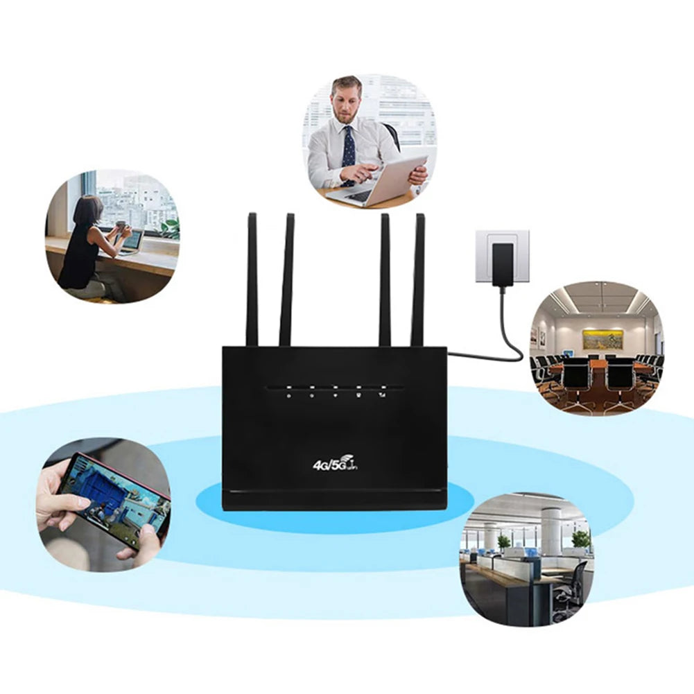 Routeur sans fil 4G CPE Modem 300 Mbp Routeur WIFI 4G LTE 4 antennes externes RJ45 WAN LAN avec emplacement pour carte SIM pour la maison/le bureau