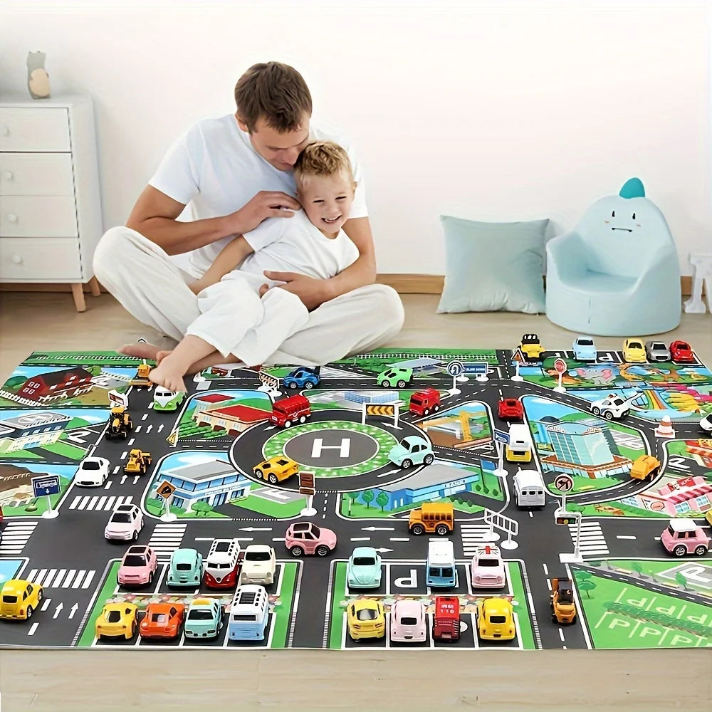 1pc, City Traffic Play Mat, Large Game Pad, Waterproof,  Interactive Road Map For Kids Playing With Toy Cars, Educational Tool