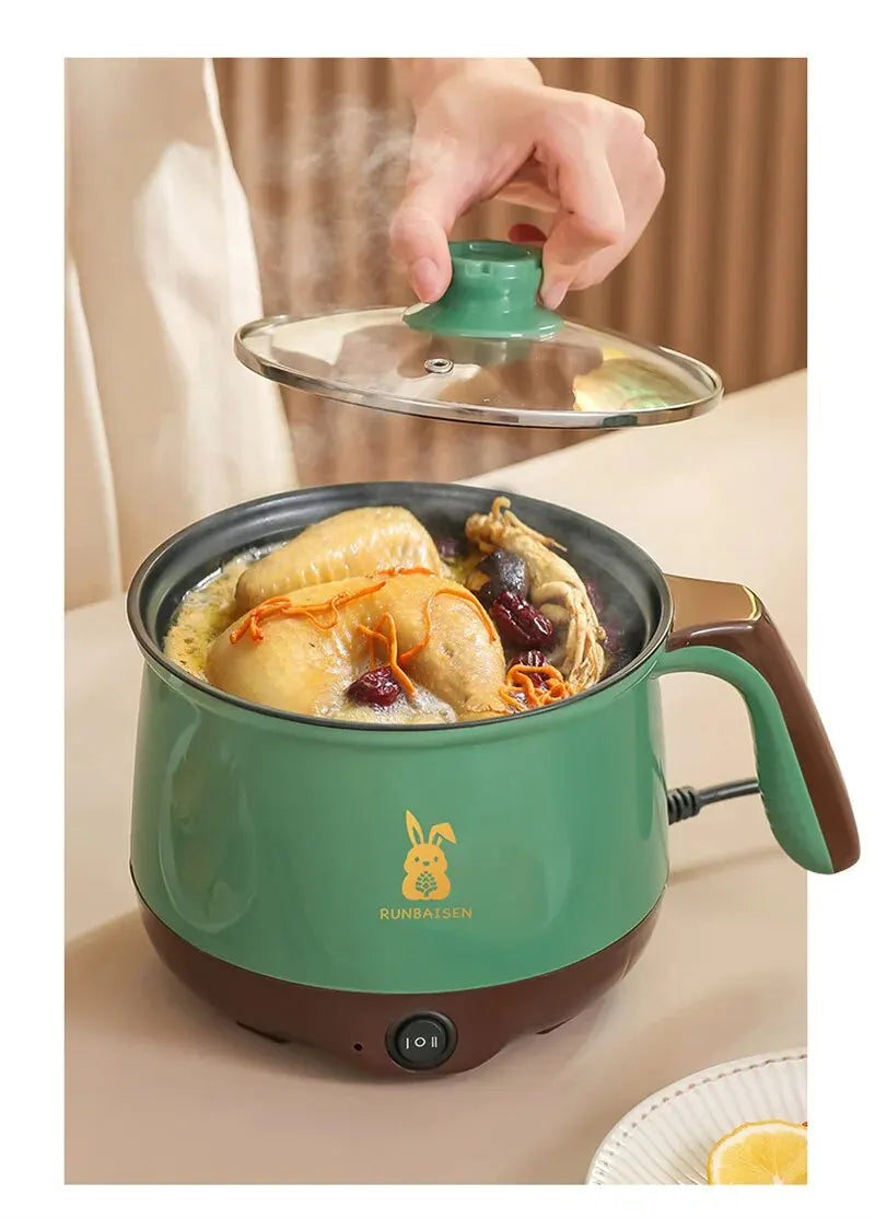 Mini cuisinière électrique pour la cuisine à domicile 2 personnes nourriture nouilles simple/double couche multifonction poêle antiadhésive machine de cuisson à la vapeur