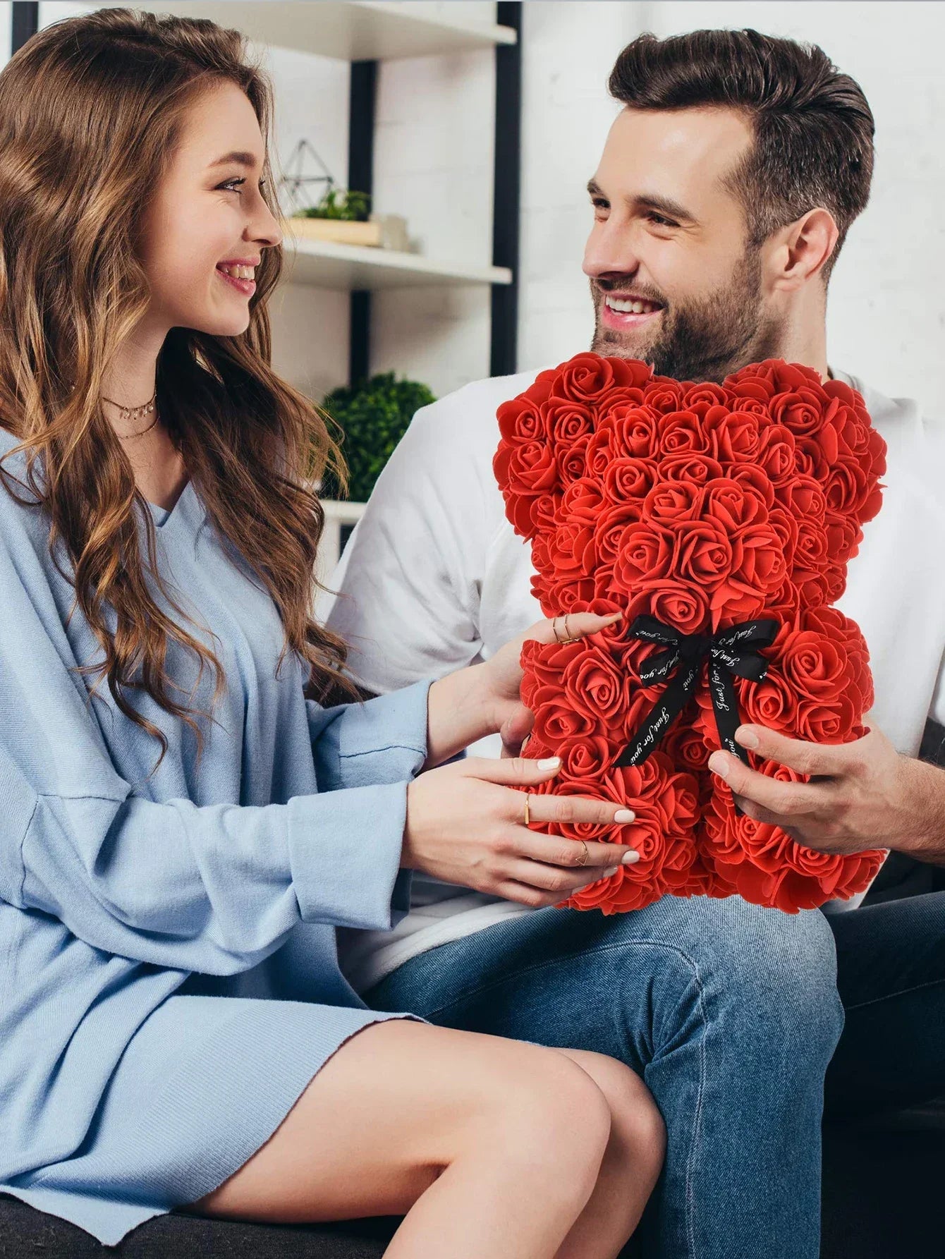 1pc Fleur Artificielle Rose Éternelle Ours en Peluche pour Maman Fête des Mères Anniversaire Saint Valentin Anniversaire Cadeaux et Décorations