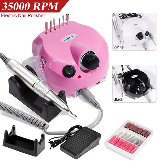 Perceuse à ongles électrique 35 000 tr/min, machine de manucure et pédicure, tour à ongles professionnel, coupe-ongles à faible bruit, kit de limes à ongles