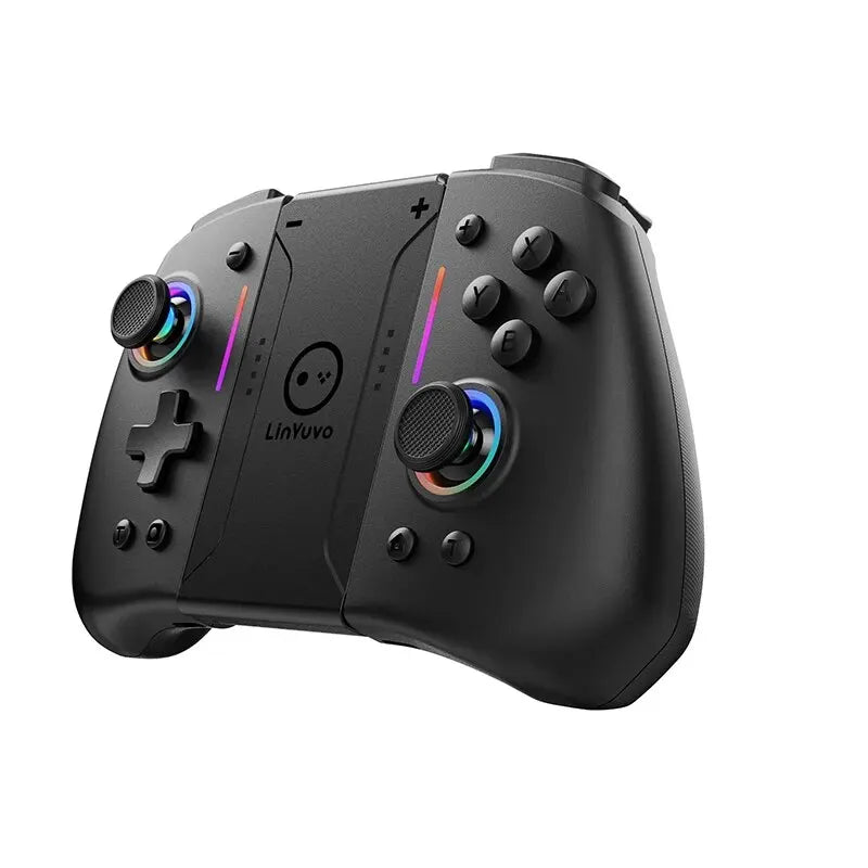 Manette de jeu sans fil LinYuvo KS42 Meteor Light avec 8 lumières RVB de couleur pour Switch/Lite/OLED, avec programmable, turbo et vibration