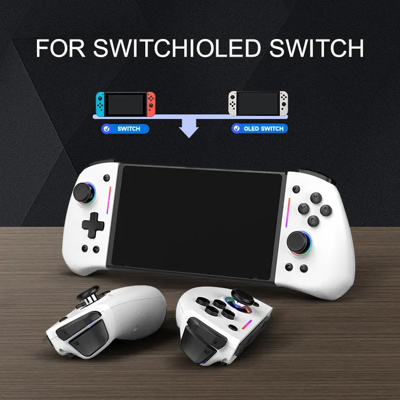 Manette de jeu sans fil LinYuvo KS42 Meteor Light avec 8 lumières RVB de couleur pour Switch/Lite/OLED, avec programmable, turbo et vibration