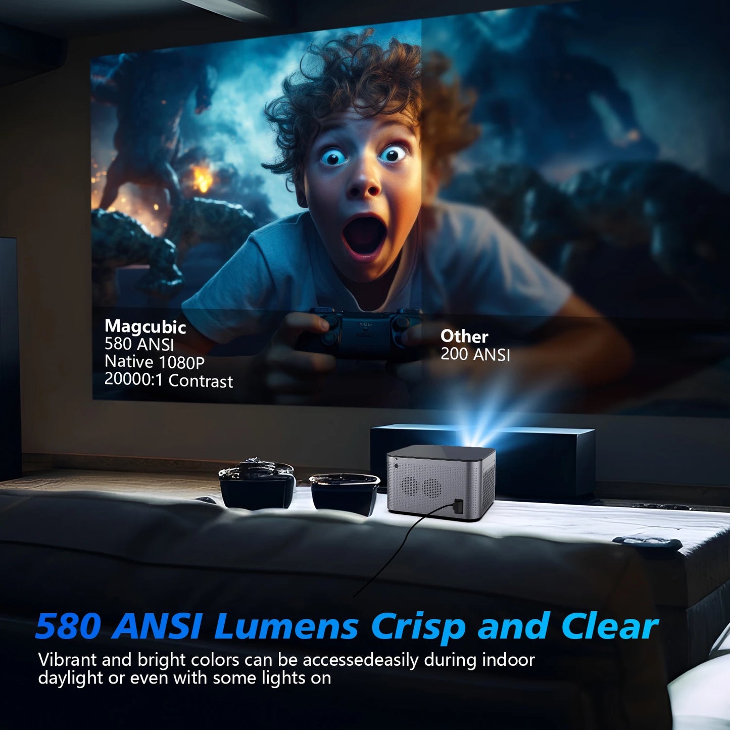 Magcubic 580ANSI Projector Android 11 4K 1080P Wi-Fi 6 Voice Control All winner H713 Electronic Focus BT5.0 Home Cinema HY350 Pro