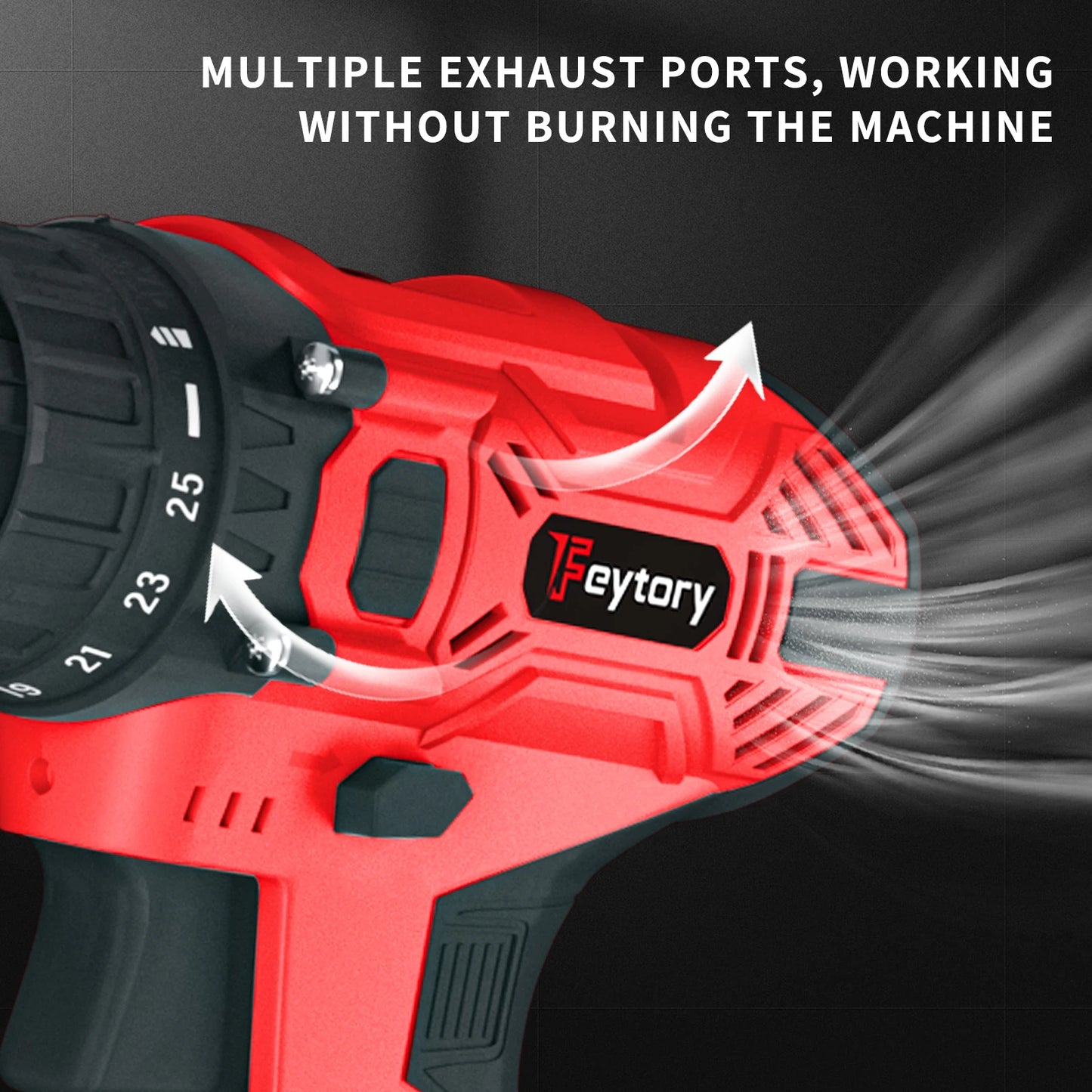 Feytory 21V Cordless Power Drill with 1500mAh Battery Electric Drill Driver 25+1 Torque 45Nm Screwdriver Kit Combi Drill 3/8"