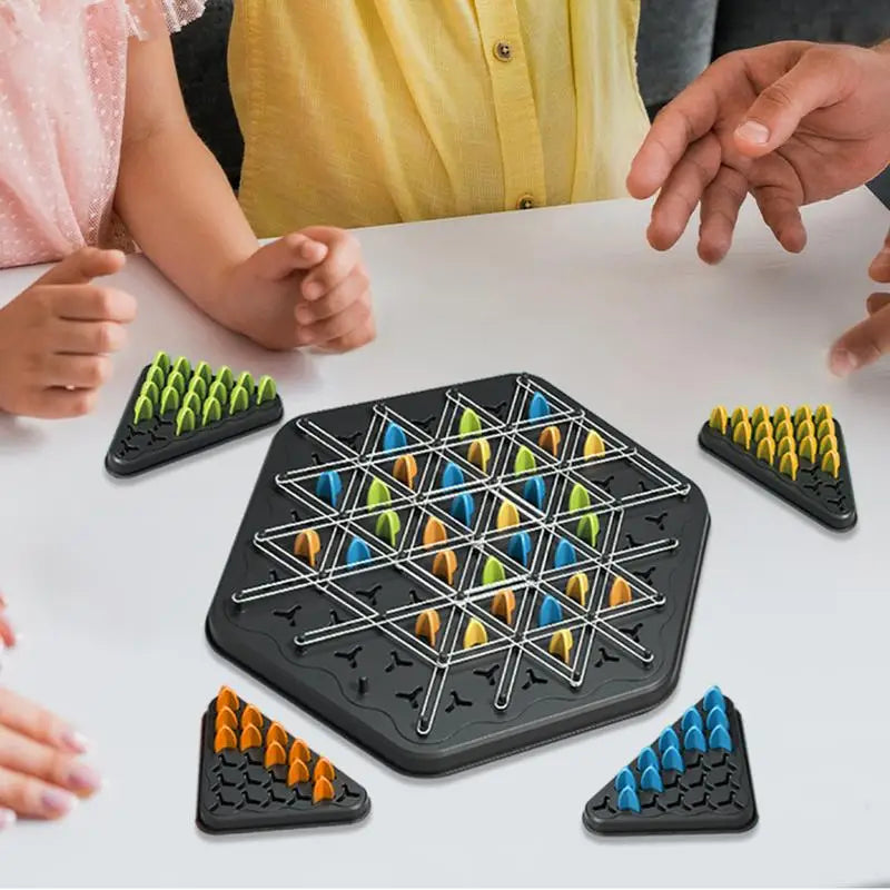 New Geometry Chain Chess Puzzle Triangle Chess Desktop Game Rubber Band Training Family Interaction Exercise Thinking Toys Gifts