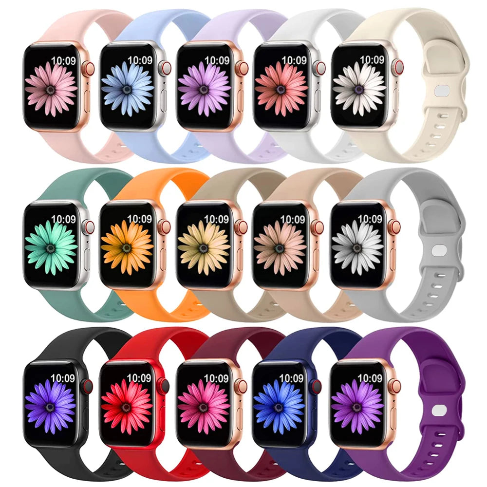 Silicone sport band For apple watch Ultra 49mm series 9-8-7 41mm 45mm correa 44mm 40mm waterproof bracelet iwatch 6 5 4 SE Strap