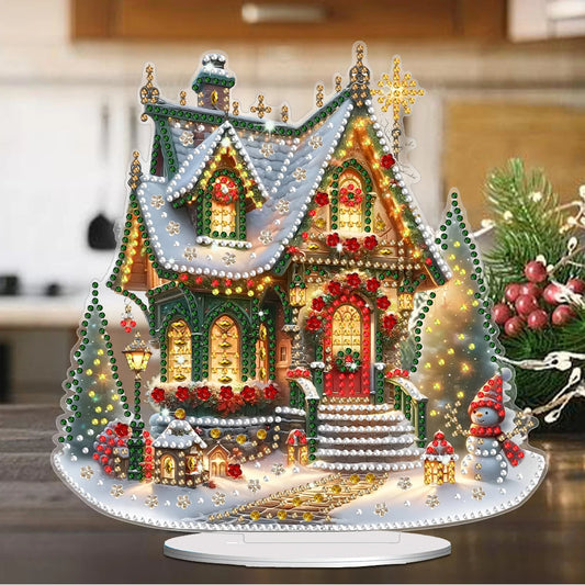 Acrylic Christmas House Colorful Light House Desktop Diamond Art Kits Diamond Painting Desktop Decors Bedroom Table Decor