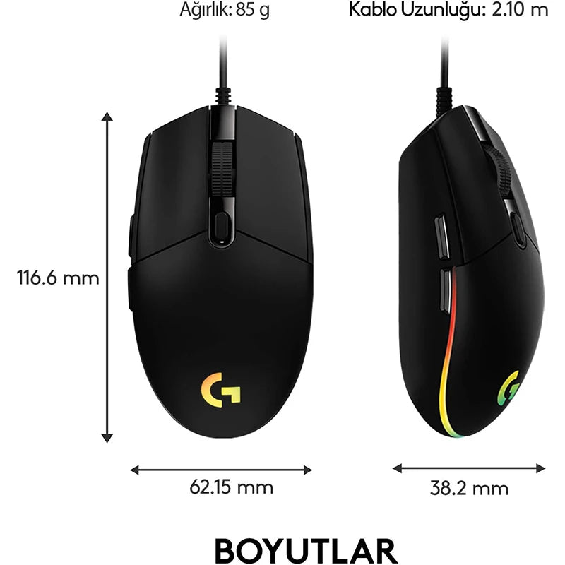 Souris de jeu Logitech G102 USB Type A 8000 DPI PC / Mac / Ordinateur portable Accessoires pour ordinateur portable Souris