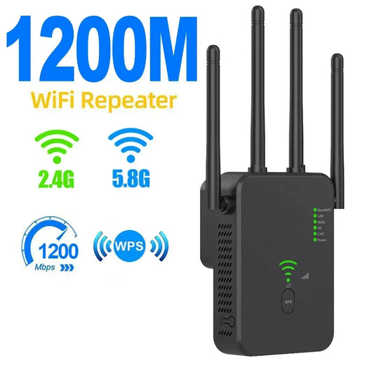 Répéteur WiFi sans fil 1200 Mbps Amplificateur de signal WiFi Extender WiFi double bande 2.4G 5G Amplificateur Gigabit 802.11ac Routeur WPS