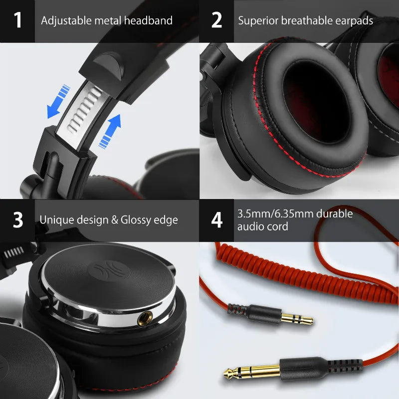 Casque DJ professionnel filaire Oneodio avec microphone supra-auriculaire HiFi pour téléphone et PC