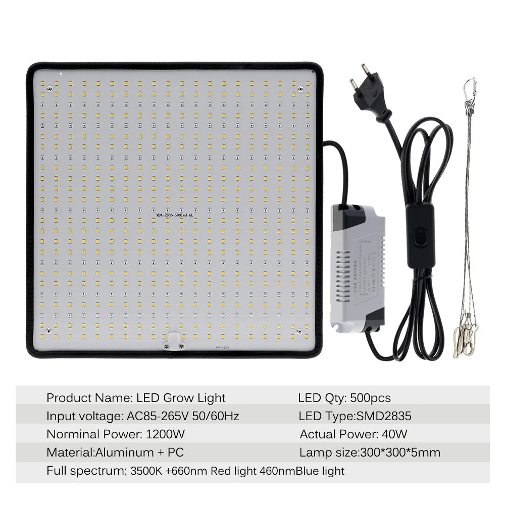 Lampe de croissance LED à spectre complet Phyto AC85-240V 40W pour tente de culture intérieure