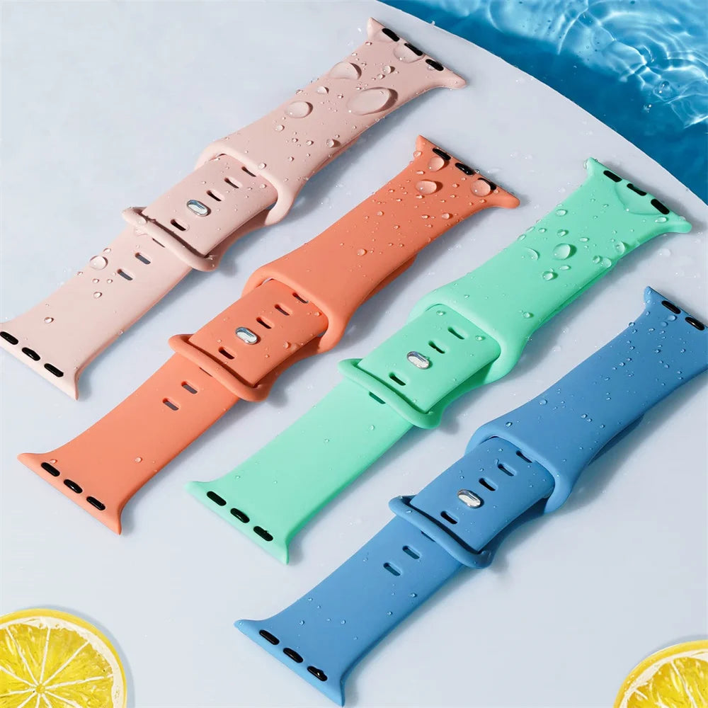 Silicone sport band For apple watch Ultra 49mm series 9-8-7 41mm 45mm correa 44mm 40mm waterproof bracelet iwatch 6 5 4 SE Strap