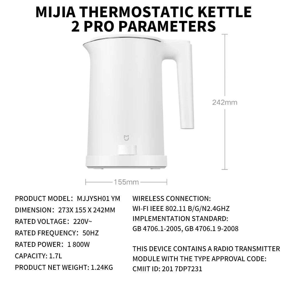 XIAOMI MIJIA Smart Kettle 2 Pro Electric Kettles Kitchen Appliances LED Display 24H Intelligent Temperature Constant samovar