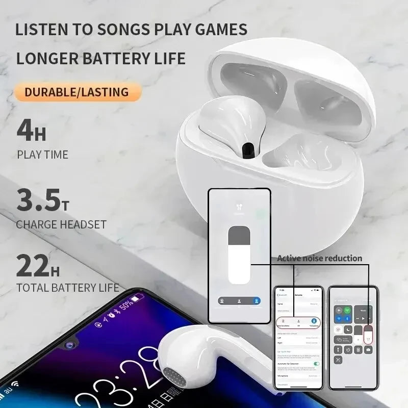 XIAOMI Air Pro 6 TWS Wireless Bluetooth Earphones Touch Control Earbuds with Microphone Hifi Sound Sport Earbuds Music Headset