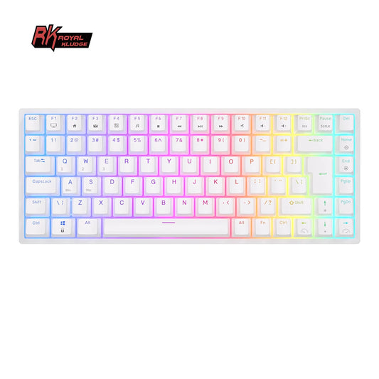 Clavier de jeu sans fil RK84 Royal Kludge UK Rétroéclairage RVB sans fil BT5.0/2.4G/Câble Clavier mécanique tri-mode échangeable à chaud