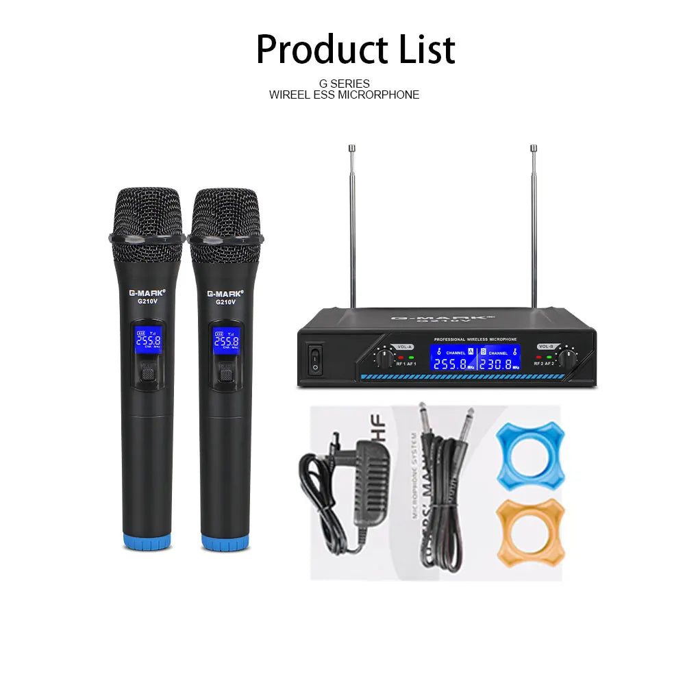 Wireless Microphone G-MARK G210V Professional 2 Channels Handheld Karaoke Mic For Party Meeting Church Show Home