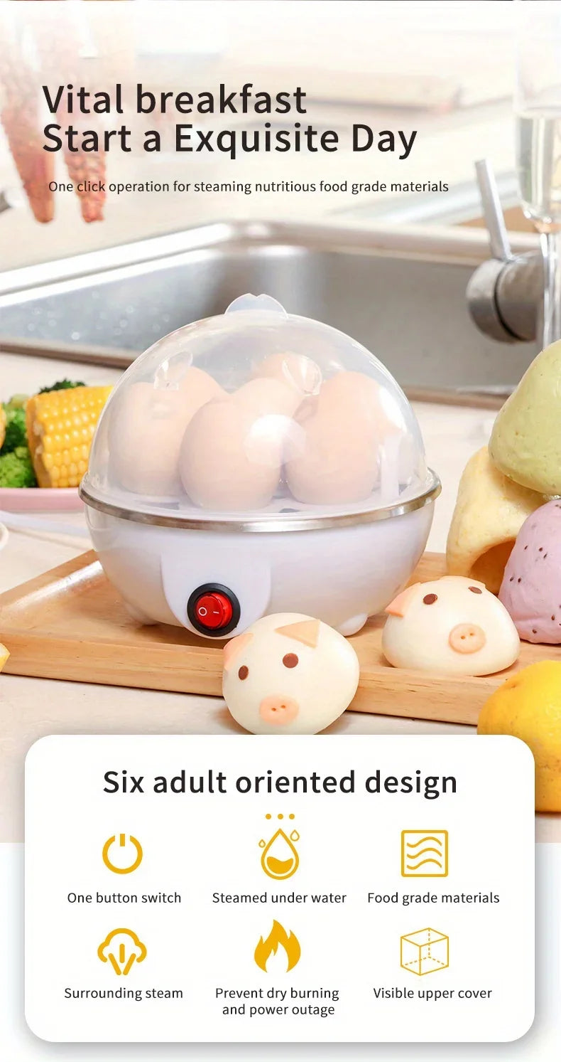 Egg Cooker Automatic Power Off Home Small 1-person Multi-Functional Steamed Egg Custard Boiled Egg Machine Breakfast Artifact