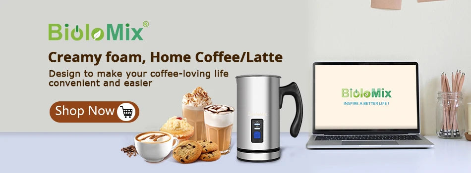 BioloMix NEW Automatic Hot and Cold Milk Frother Warmer for Latte, Foam Maker for Coffee, Hot Chocolates, Cappuccino