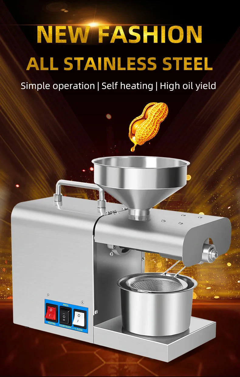 220V/110V Linseed Olive Kernel Stainless Steel Intelligent Temperature Control Oil Press  RG-311/RG-312 Hot and Cold Oil Press