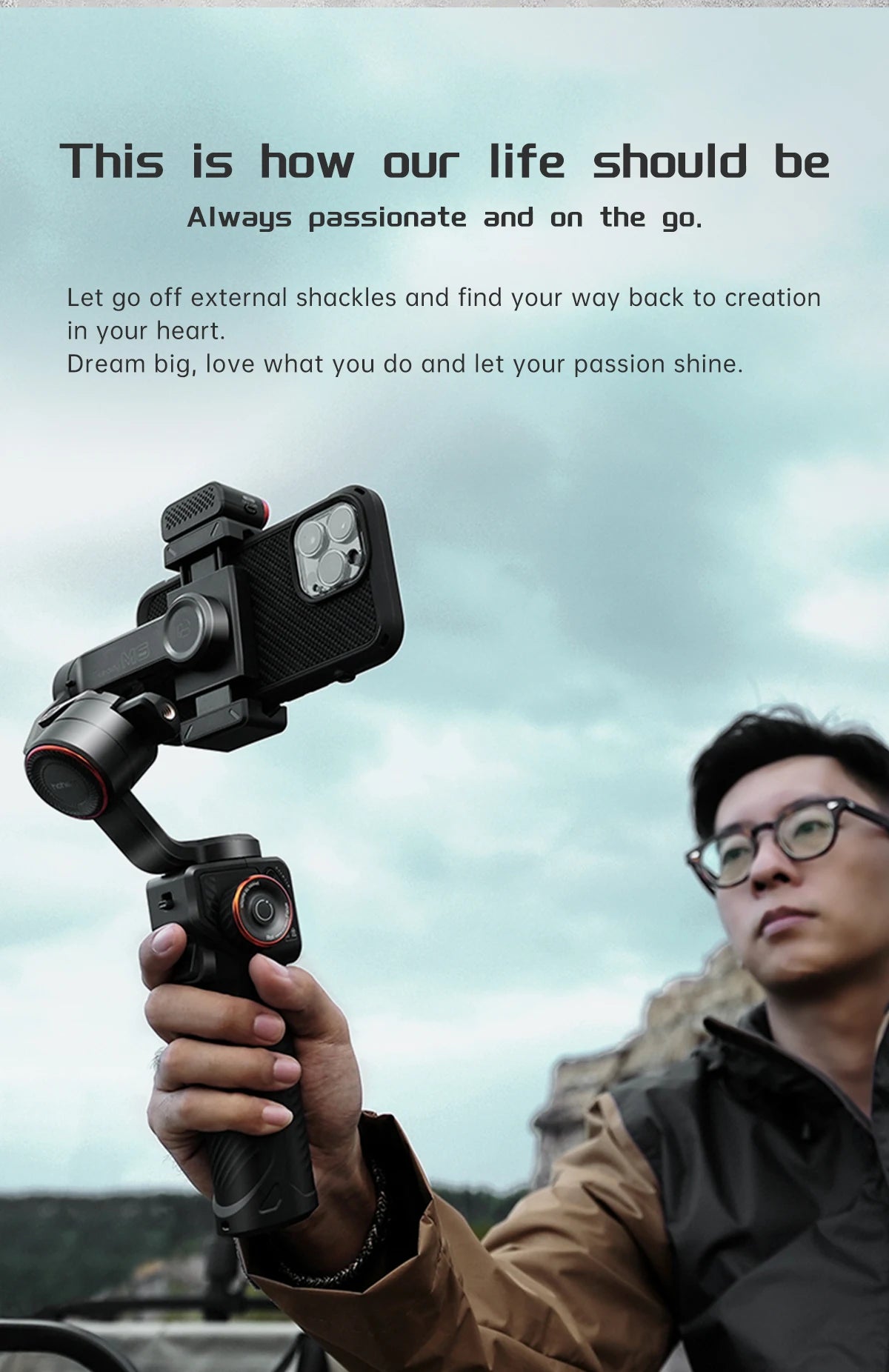 Kit Hohem-iSteady M6 Gimbal pour smartphone, stabilisateur 3 axes, AI Tracker, Fill Light, pour iPhone 15 Pro Max et Android