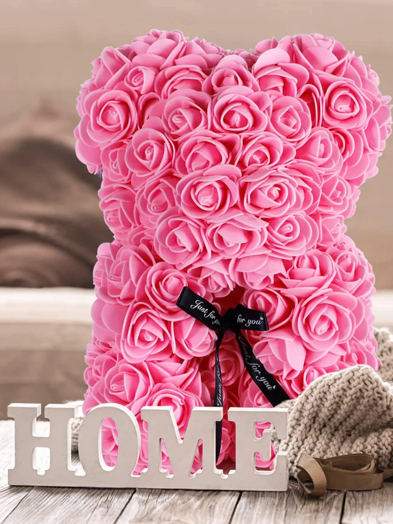 1pc Fleur Artificielle Rose Éternelle Ours en Peluche pour Maman Fête des Mères Anniversaire Saint Valentin Anniversaire Cadeaux et Décorations