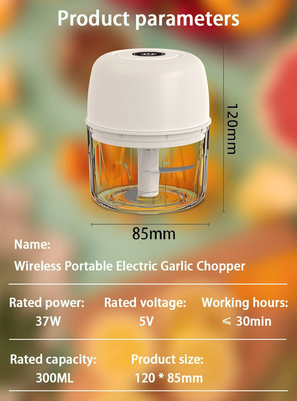 Mini Electric Chopper Food Processor Garlic Onion Vegetable Meat Fruit Grinder Chopper Rechargeable 300ml Small Crusher Blender