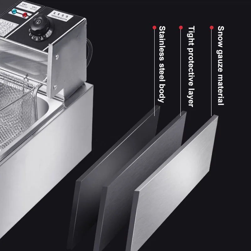 Friteuse électrique en acier inoxydable Friteuse électrique commerciale Friteuse domestique Poêle à frites Machine de fabrication de frites 6L EU