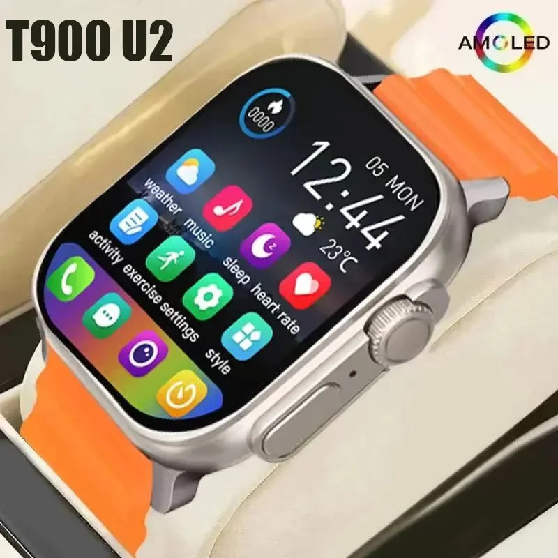 Montre connectée T900 U2 49 mm 2024, nouveau NFC, suivi GPS, Bluetooth, appel, BT, musique, jeux, chargement sans fil, montre connectée