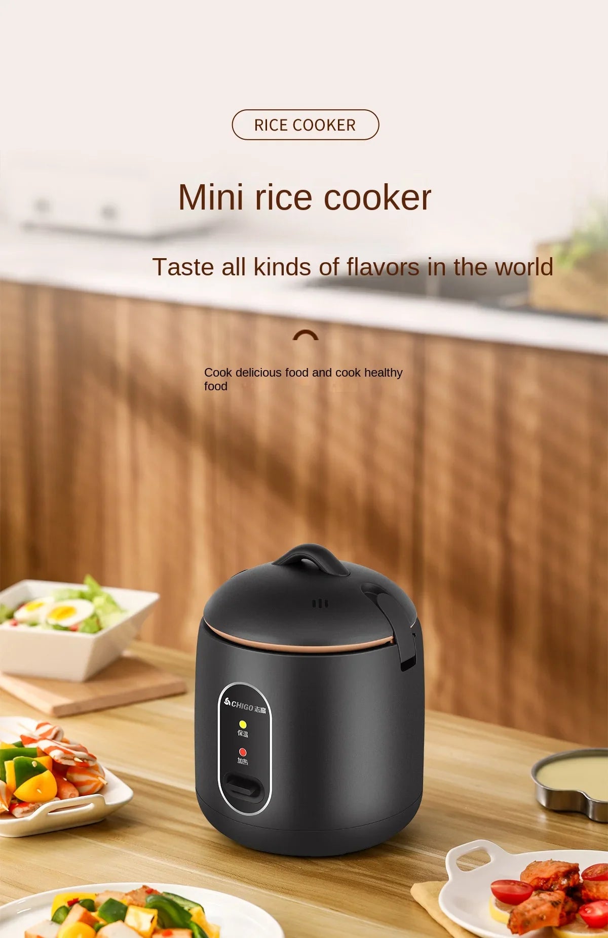 Mini Rice Cooker 1.2L Multi functional Rice Cooker Household Student Dormitory Steaming Pot