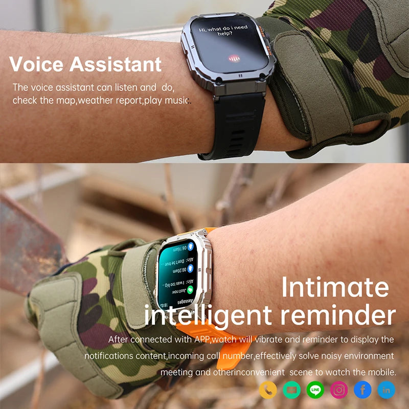 Men Smart Watch Blood Oxygen Blood Pressure Heart Rate Sleep Monitoring Ai Voice/Bluetooth Call Smart Voice Assist Ip68 Movement