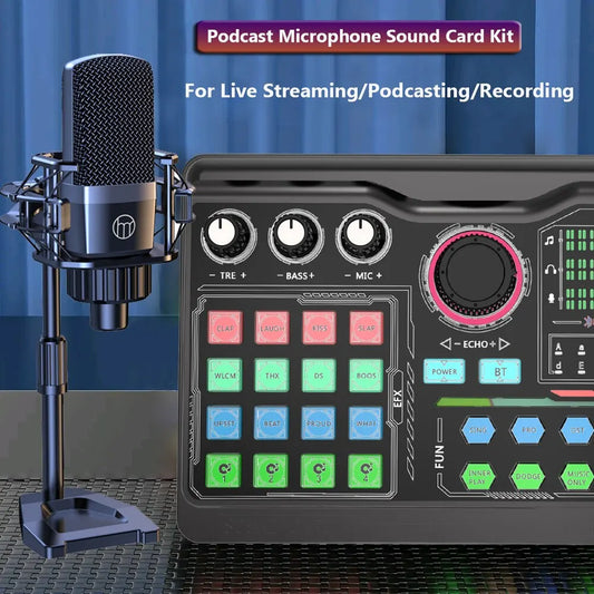 Kit de carte son pour microphone de podcast professionnel Zealsound pour PC, smartphone, ordinateur portable, enregistrement de vlog, streaming en direct sur YouTube