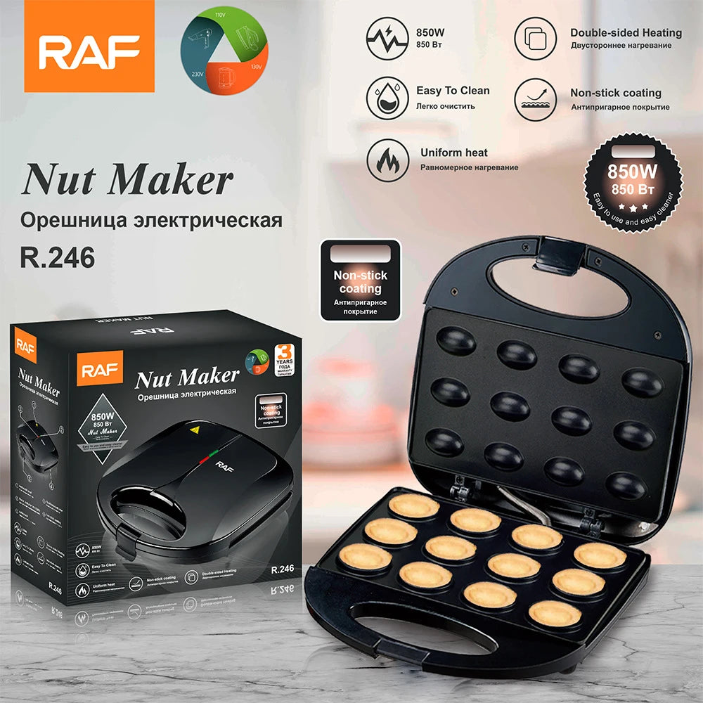 Electric Walnut Cake Waffle Maker With Nuts 12 Holes Cooking Kitchen Biscuits Making for Baking Business Nuts Waffle