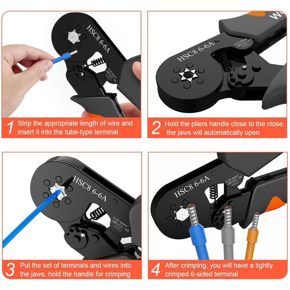 Ferrule Crimper Tool,Ratchet Crimping Tool Kit-Wire Stripper & Crimper Plier ,or Plier Set with Connectors