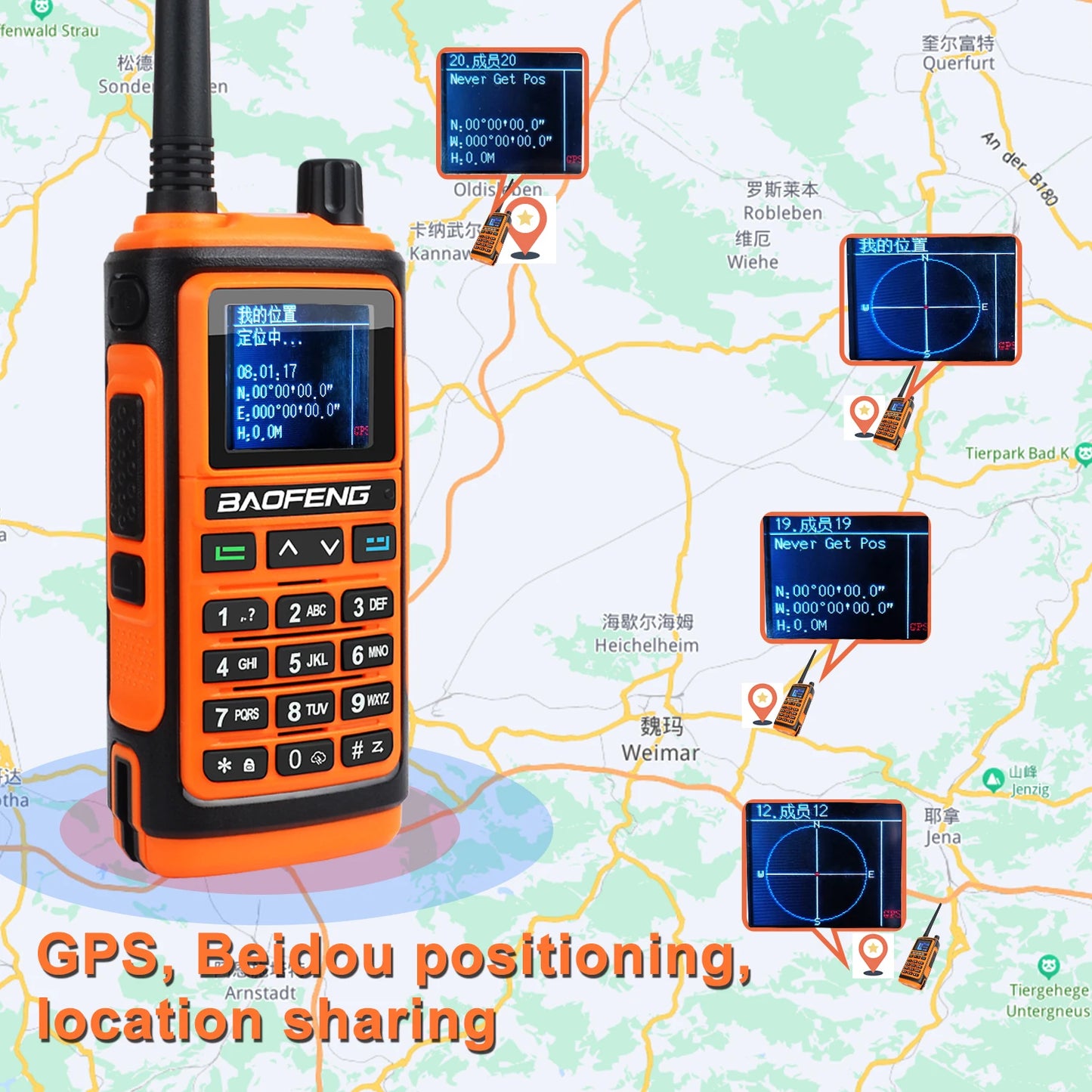 Baofeng UV-17Pro GPS Talkie Walkie 108-136MHz Air Band VHF UHF 200-260MHz 350-355MHz Radio FM Six Bandes Fréquence Copie Étanche